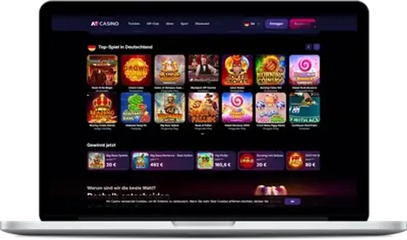 NVCasino Spiele-Lobby mit Slots und Live-Tischen
